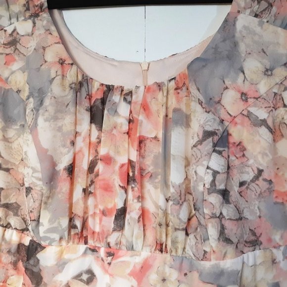 Signature ELLA Floral Dress Women's 14W EUC Chiffon Flowy Lined Special Occasion - Picture 4 of 12